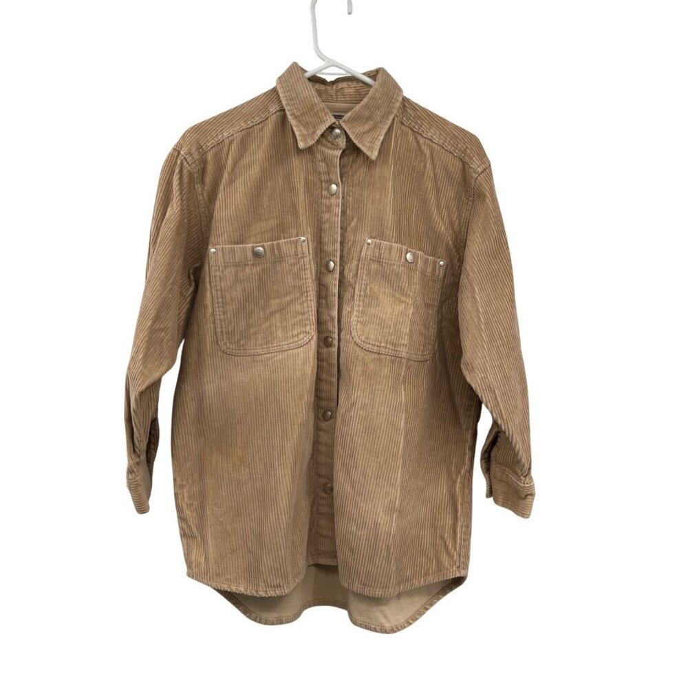 Vintage Sonoma Corduroy Snap Front Shirt Jacket Juniors M Used Tan